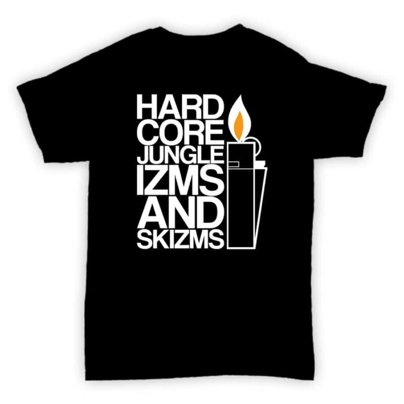 Exclusive T Shirt - Hardcore Jungle Izms and Skizms - Black With White Print
