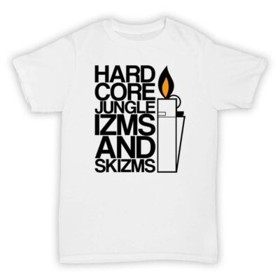 Exclusive T Shirt - Hardcore Jungle Izms and Skizms - White With Black Print