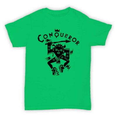 Record Label T Shirt - Conqueror Records - Jade Green With Black Logo
